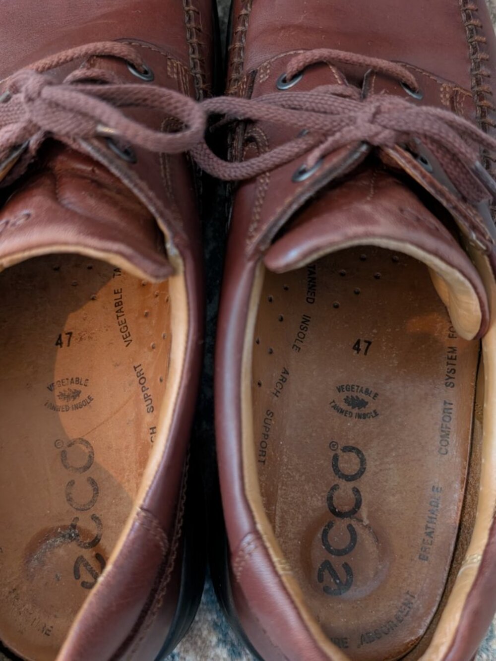 ECCO Shoes Men's 47 Tie Brown Leather TPU Casual Business Oxford Comfort - Picture 7 of 14